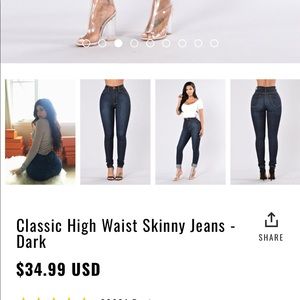 Classic high waist jeans in dark denim color